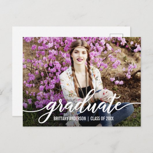 Modernes Script Abschluss Foto Ankündigung Wt (Vorne/Hinten)