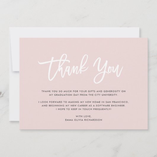 Modernes Script Abschluss Foto Dankeskarte (Rückseite)