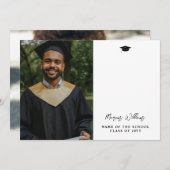 Modernes Script-Abschluss-Foto Dankeskarte (Vorne/Hinten)