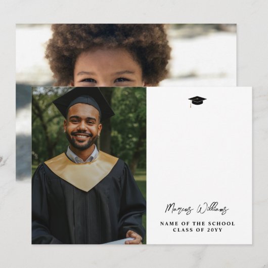 Modernes Script-Abschluss-Foto Dankeskarte (Vorne/Hinten)