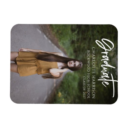 Modernes Script Abschluss Foto flexibel Magnet (Horizontal)