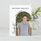 Modernes Script Abschluss Foto Party Einladung (Stehend Vorderseite)