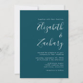 Modernes Script Aquamarin Blue Wedding Einladung (Vorderseite)