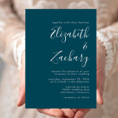 Modernes Script Aquamarin Blue Wedding Einladung