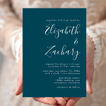Modernes Script Aquamarin Blue Wedding