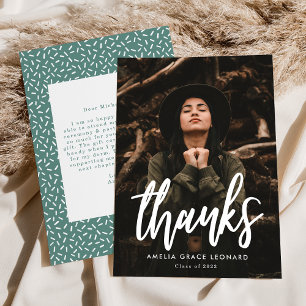 Modernes Script Aquamarin Green Foto Abschluss Dankeskarte