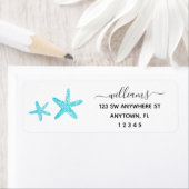 Modernes Script Aquamarin Starfish Rücksendeadress (Insitu)