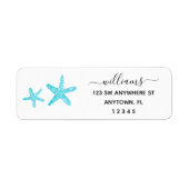 Modernes Script Aquamarin Starfish Rücksendeadress (Vorne)