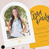 Modernes Script Arch Foto Gelb Grau Grad Party Einladung