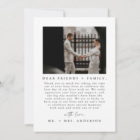 Modernes Script Arch Foto Hochzeit Danke Karte (Rückseite)