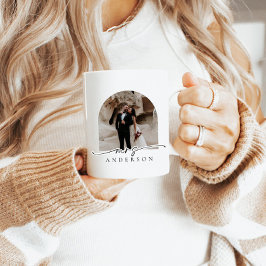 Modernes Script Arch Foto Mrs Bride Gift Kaffeetasse