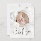 Modernes Script Baby Ankündigung Foto Vielen Dank (Vorderseite)
