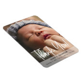 Modernes Script Baby Foto Geburtsankündigung Magnet (Rechte Seite)