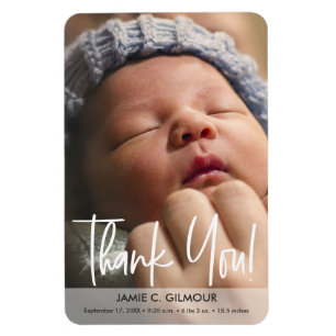 Modernes Script Baby Foto Geburtsankündigung Magnet