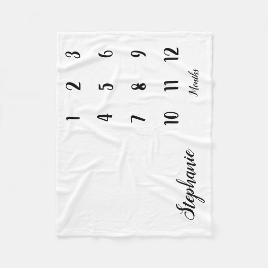 Modernes Script Baby Milestone Baby Blanket Fleecedecke (Vorderseite)