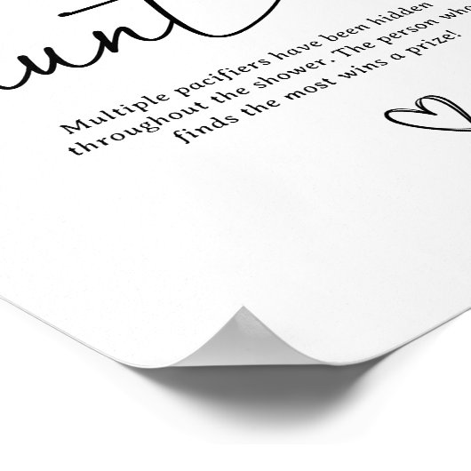 Modernes Script Baby Shooting Schnuller Hunt Sign Poster (Ecke)