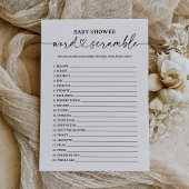 Modernes Script Baby Shooting Word Scramble Game Einladung