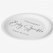 Modernes Script Baby Sprinkle Pappteller (Schrägansicht)