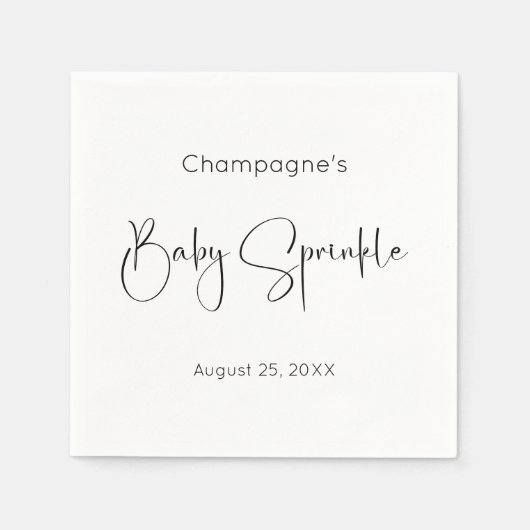 Modernes Script Baby Sprinkle Serviette (Vorderseite)