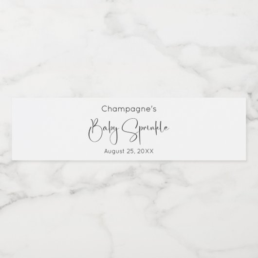 Modernes Script Baby Sprinkle Wasserflaschenetikett (Einzelnes Label)