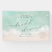 Modernes Script Beach Herz Brautparty Willkommen Banner (Horizontal)