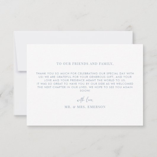 Modernes Script Beach Starfish Dusty Blue Wedding Dankeskarte