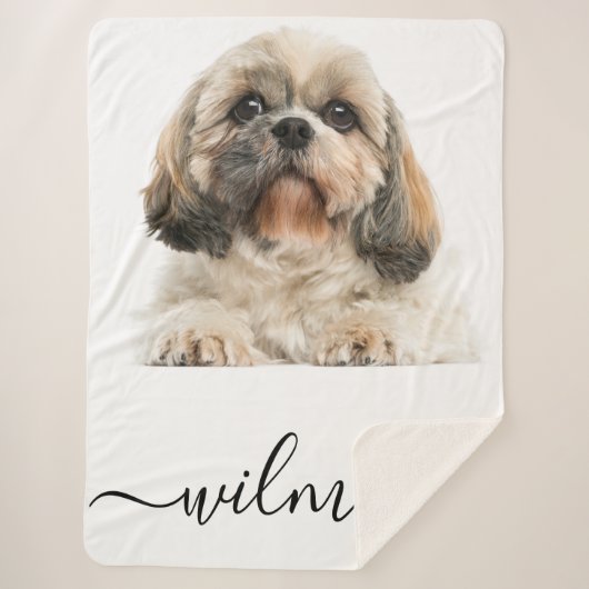 Modernes Script-Begleiter-Foto Monogram Sherpadecke (Vorderseite)