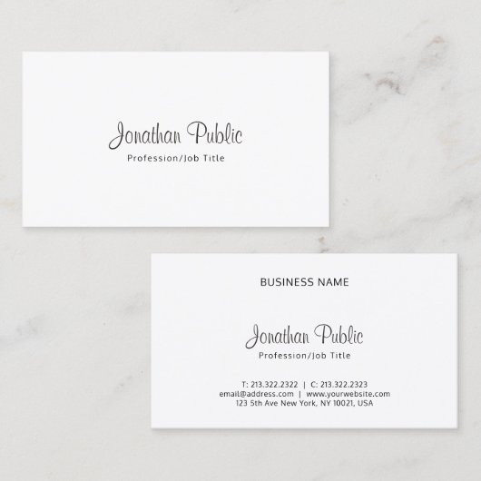 Modernes Script Beruflich Minimalistisch Elegante Visitenkarte (Vorne/Hinten)