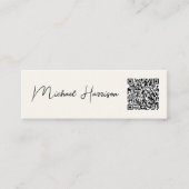 Modernes Script Beruflich QR Code Cream Mini Visitenkarte (Vorderseite)