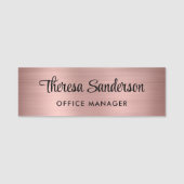 Modernes Script Beruflich Rose Gold Namensschild (Vorderseite)