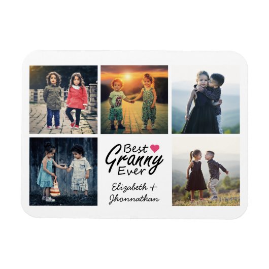 Modernes Script Beste Granny je Foto Collage Gesch Magnet (Horizontal)
