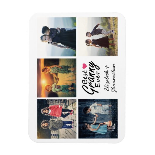 Modernes Script Beste Granny je Foto Collage Gesch Magnet (Vertikal)