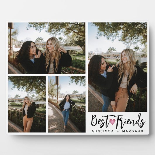 Modernes Script Bestfriends Vier Foto Collage Gesc Fotoplatte (Vorderseite)