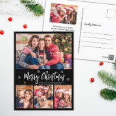 Modernes Script Black 4 Foto Collage Weihnachten Postkarte