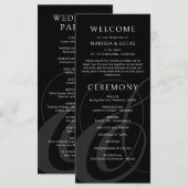 Modernes Script Black Ampersand Hochzeitsprogramm (Vorne/Hinten)