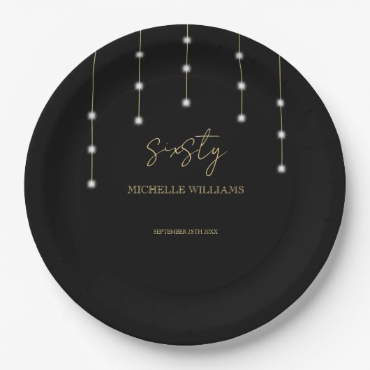 Modernes Script Black and Gold Party Pappteller (Vorderseite)