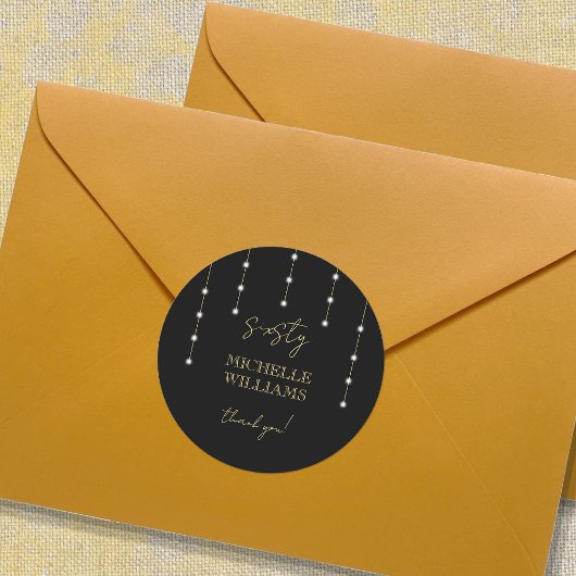 Modernes Script Black and Gold Party Runder Aufkleber