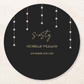 Modernes Script Black and Gold Party Runder Pappuntersetzer (Vorderseite)