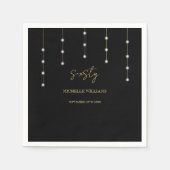 Modernes Script Black and Gold Party Serviette (Vorderseite)