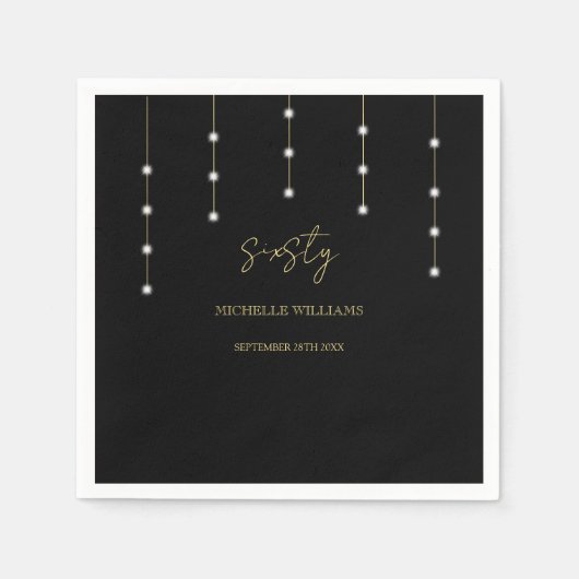 Modernes Script Black and Gold Party Serviette (Vorderseite)