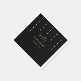 Modernes Script Black and Gold Party Serviette