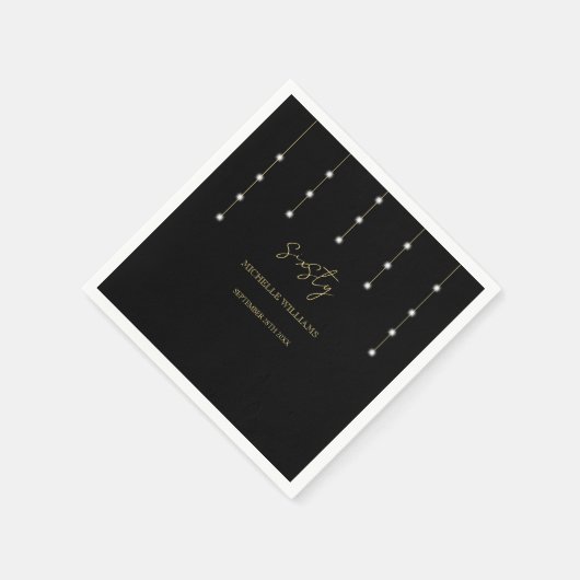 Modernes Script Black and Gold Party Serviette (Ecke)