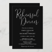 Modernes Script Black and White Probe Dinner Einladung (Vorne/Hinten)