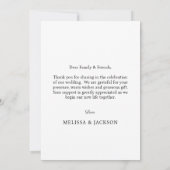 Modernes Script Black and White Wedding Foto Dankeskarte (Rückseite)