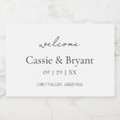 Modernes Script Black and White Wedding Willkommen Schaumweinetikett (Einzelnes Label)