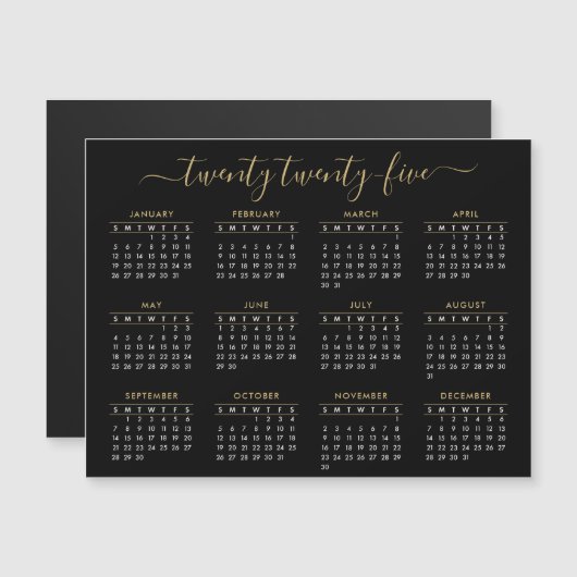 Modernes Script Black Gold 2023 Calendar Magnet (Vorne/Hinten)
