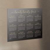 Modernes Script Black Gold 2024 Calendar Magnet