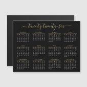 Modernes Script Black Gold 2026 Calendar Magnet (Vorne/Hinten)