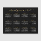 Modernes Script Black Gold 2026 Calendar Magnet (Vorderseite)
