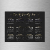 Modernes Script Black Gold 2026 Calendar Magnet